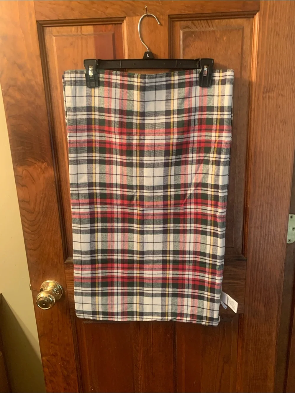 2 POTTERY BARN plaid LUMBAR pillow covers, Denver, GREEN, BLACK, RED and WHITE.